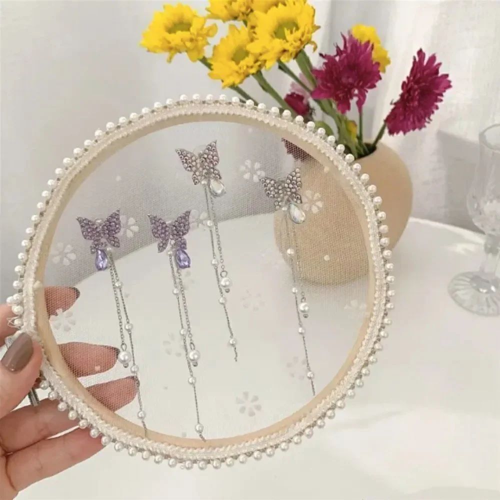 ✨ 🆕 ✨ Purple Charming Rhinestone Butterfly Pearl Tassel Earrings✨